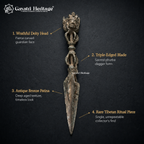 Antique Tibetan Phurba Ritual Dagger | 100+ Year Old Bronze | Wrathful Deity Face | Rare Ceremonial Collectible
