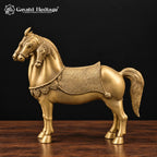 Brass Five-Headed Horse Statue | 24 Inch Panchmukhi Horse Vastu & Feng Shui Decor