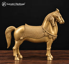 Brass Five-Headed Horse Statue | 24 Inch Panchmukhi Horse Vastu & Feng Shui Decor