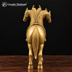 Brass Five-Headed Horse Statue | 24 Inch Panchmukhi Horse Vastu & Feng Shui Decor