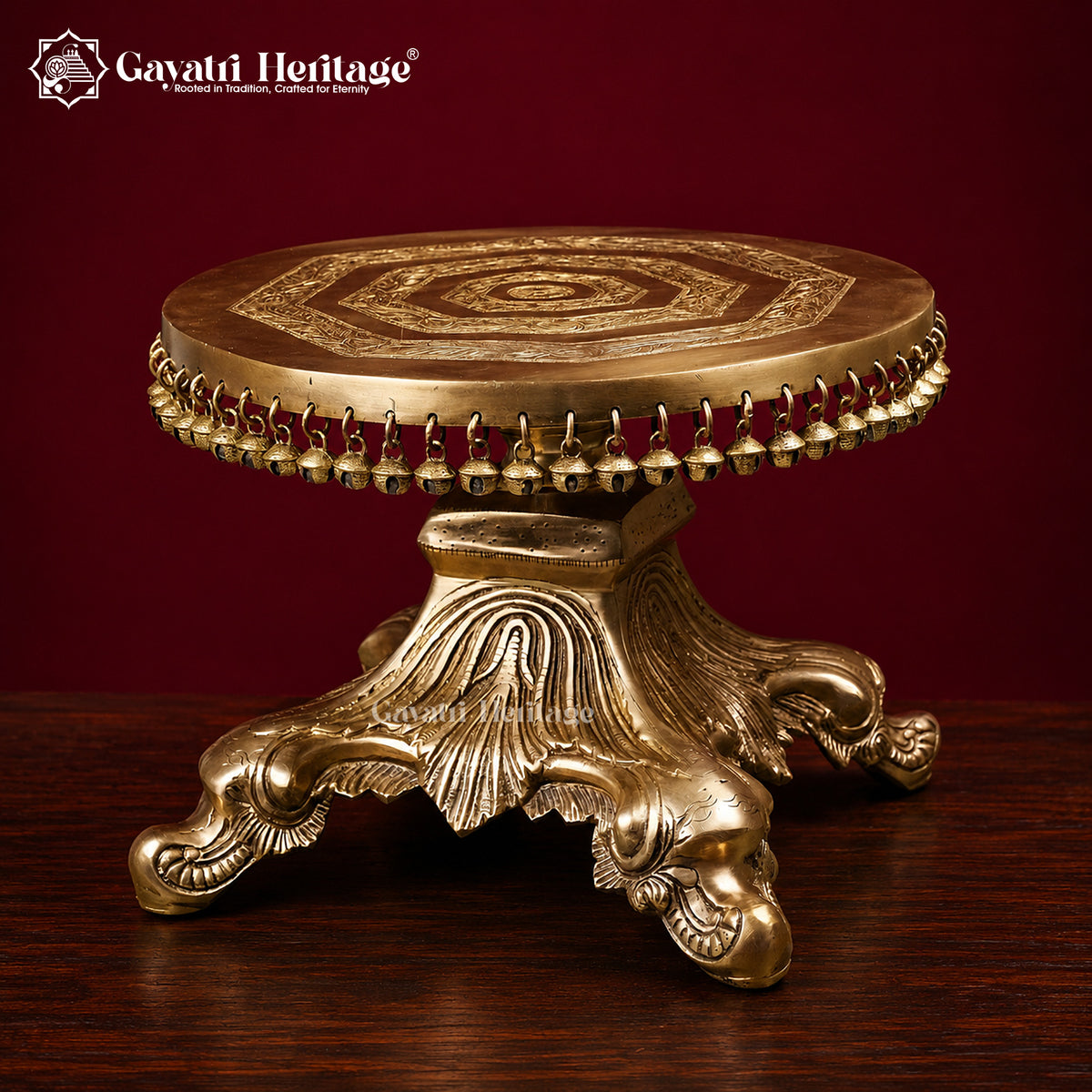 Brass Chowki Stand – Sturdy Puja Pedestal | Gayatri Heritage