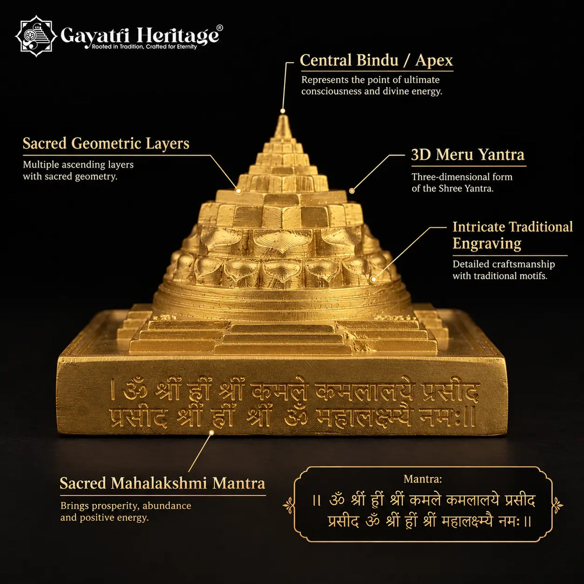 Brass Maha Meru Shree Yantra – view 2 of 5