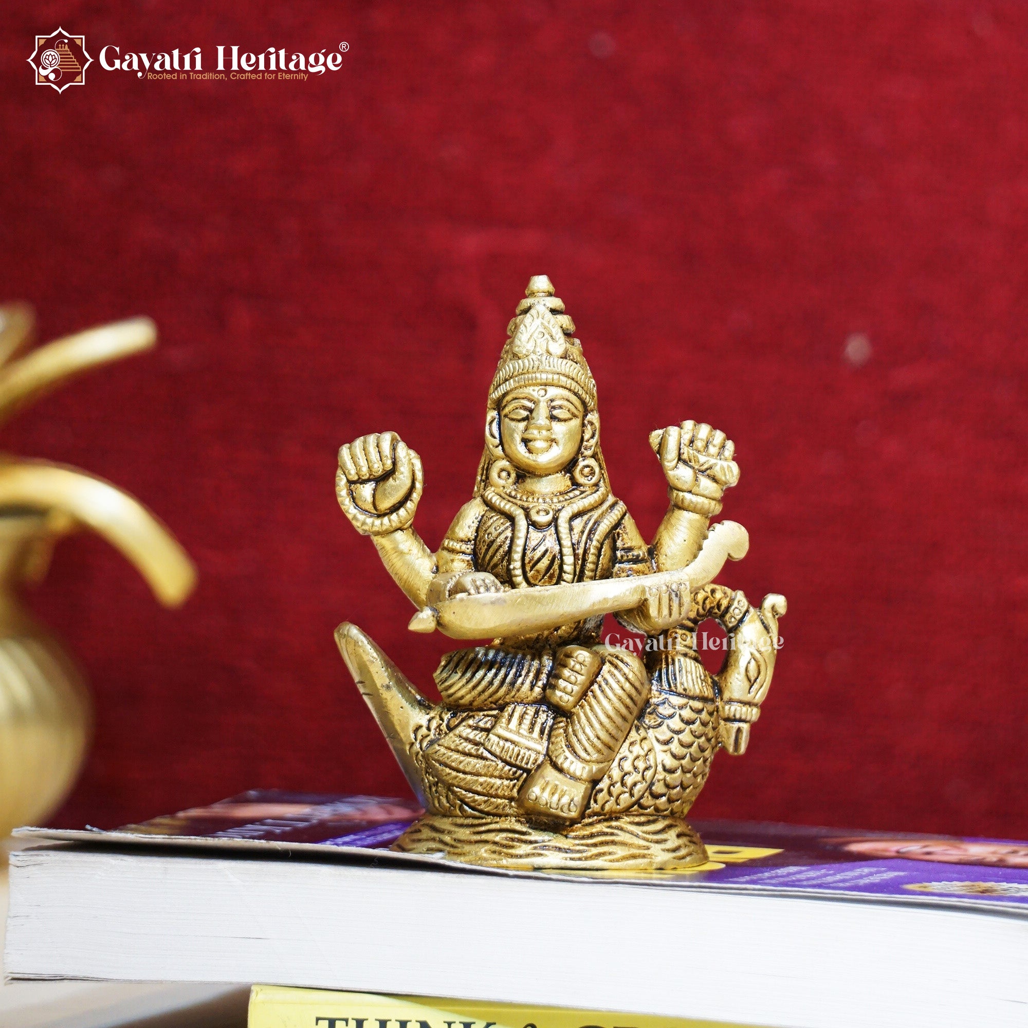 Brass Saraswati Statue – Divine Goddess of Wisdom Idol