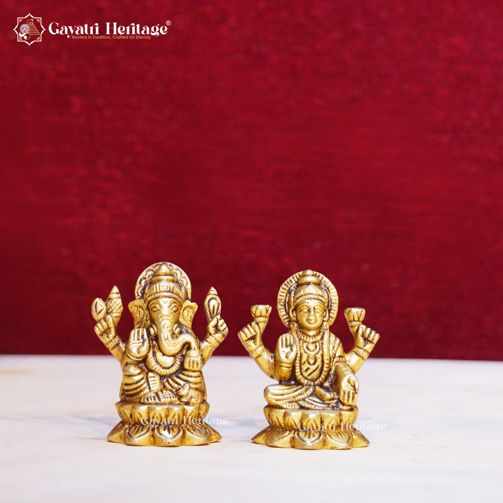Brass Ganesh Lakshmi Idols – Auspicious Blessings for Home
