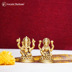 Brass Ganesha Lakshmi Statue – Blessings & Prosperity Idol