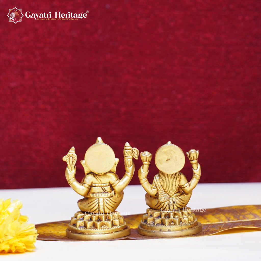 Brass Ganesha Lakshmi Statue – Blessings & Prosperity Idol