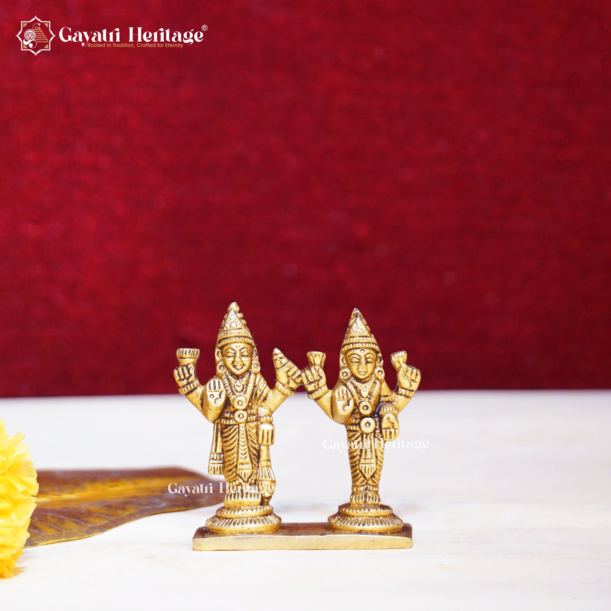 Brass Lord Vishnu Lakshmi Idol – Divine Prosperity Statue
