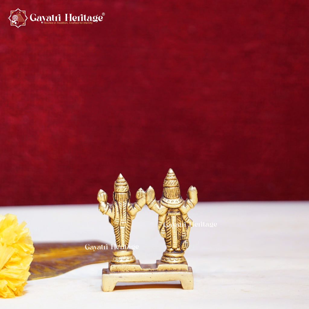 Brass Small Vishnu Lakshmi Idol – Divine Blessings Statue