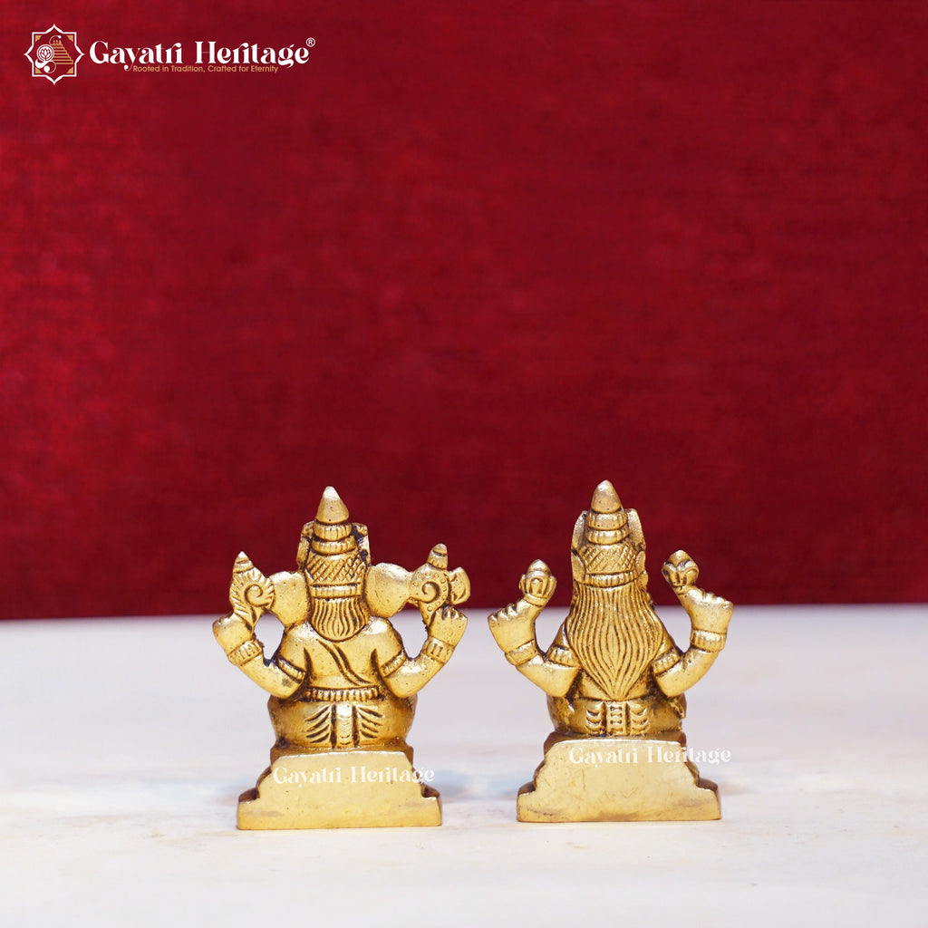 Brass Ganesh Lakshmi Statue – Auspicious Prosperity Idol