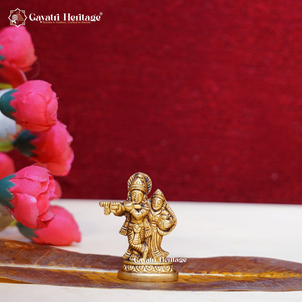 Brass Small Radha Krishna – Divine Love in Compact Form