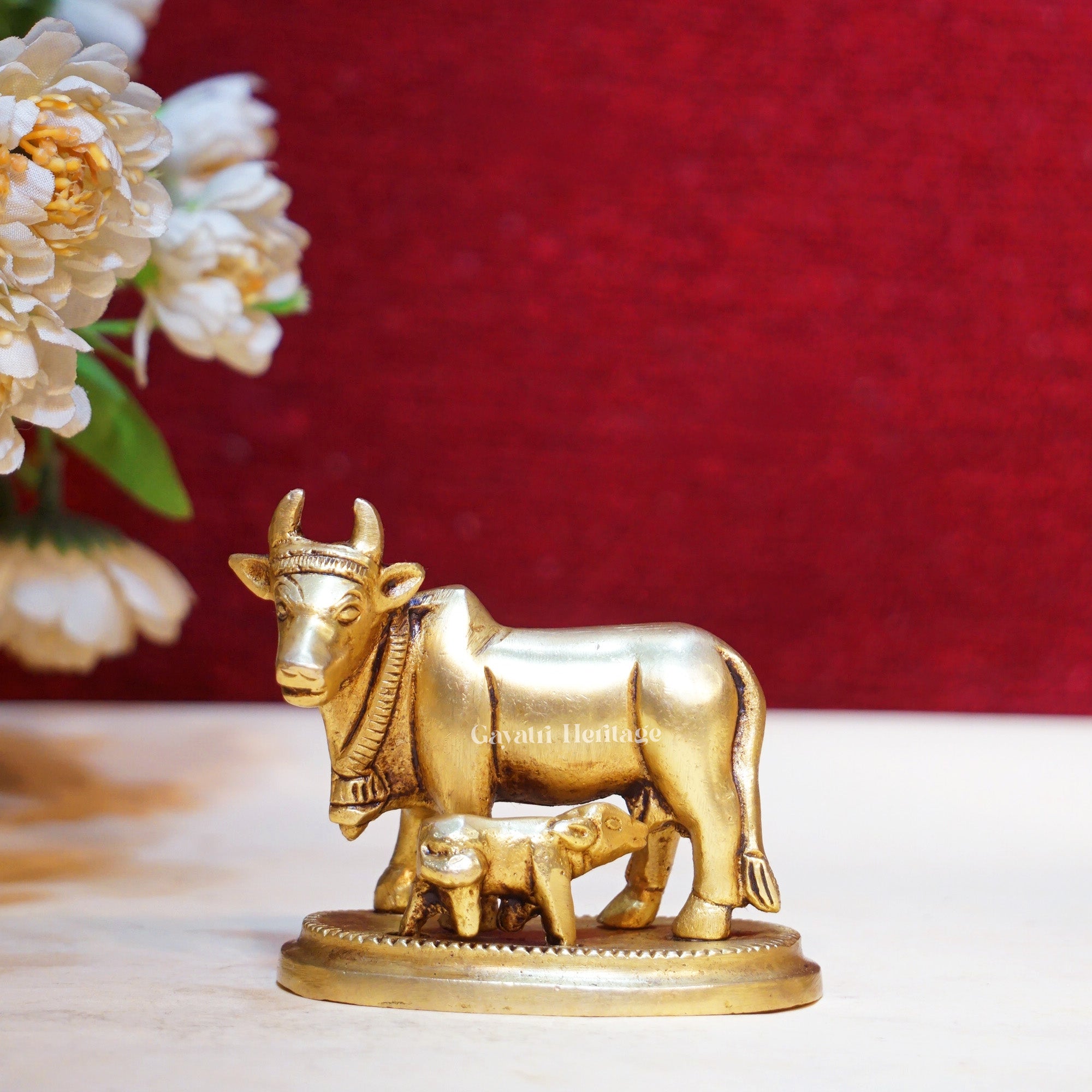 Brass Cow and Calf Idol – Sacred Symbol of Nurturing & Prosperity