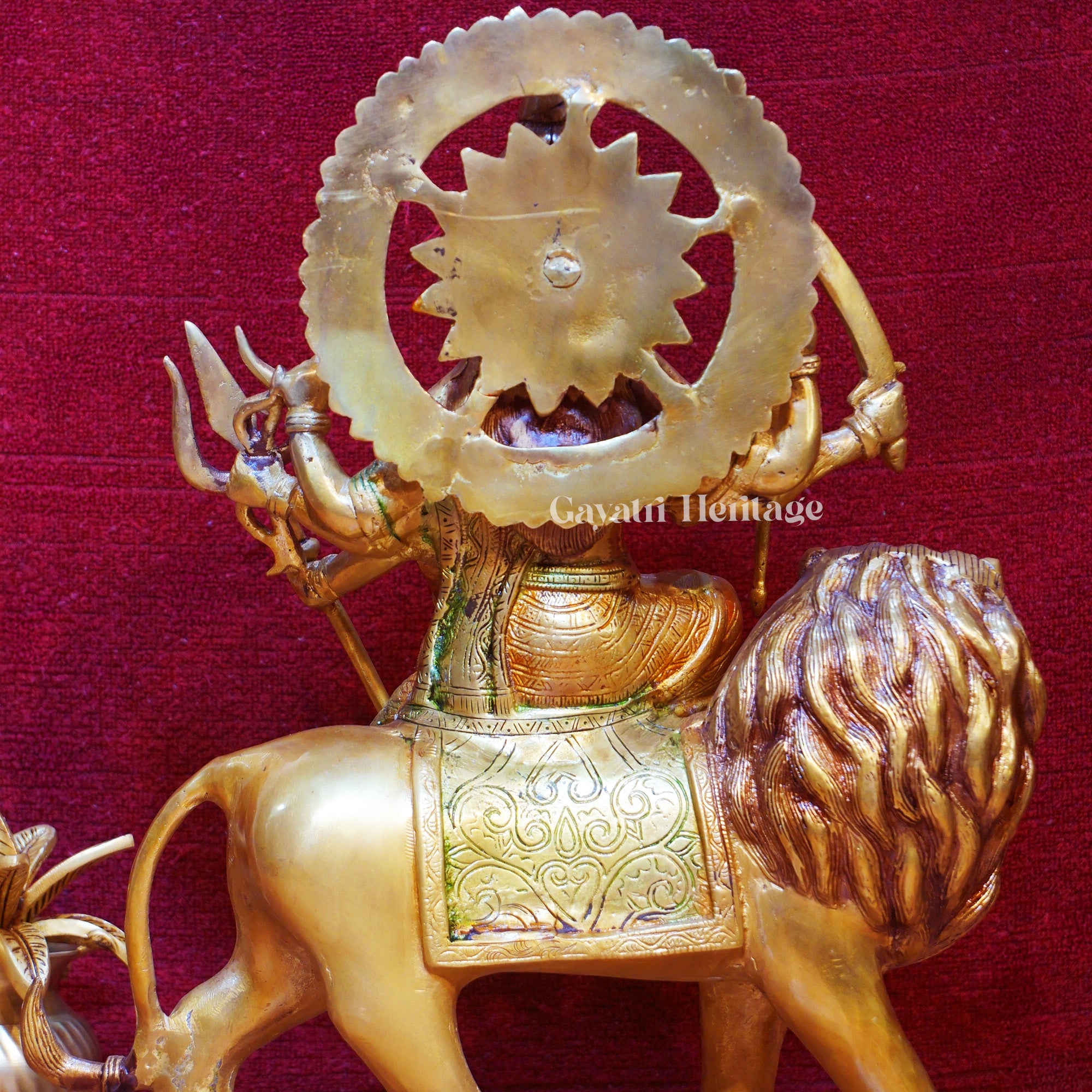 Brass Durga Mata Idol – Divine Goddess with Traditional Makeup