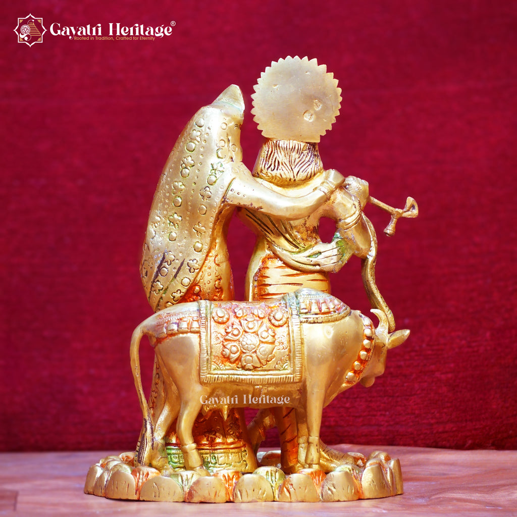 Brass Radha Krishna Idol – Multicolor Divine Beauty