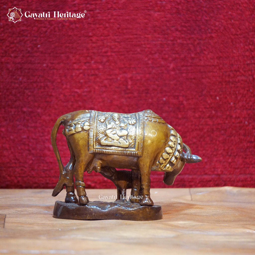 Brass Cow Idol – Sacred Symbol in Elegant Brown Finish