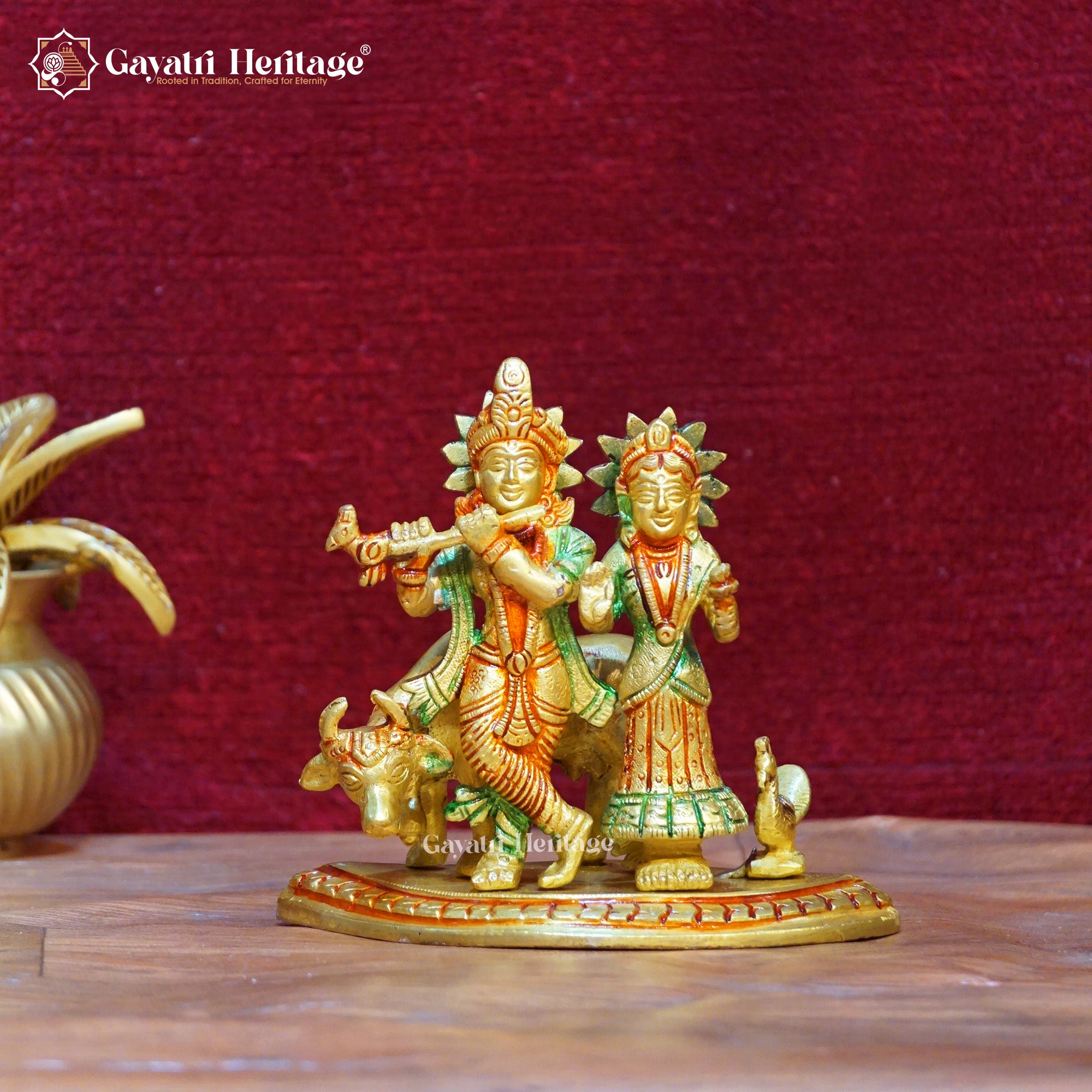 Brass Small Radha Krishna – Multicolor Divine Love & Beauty