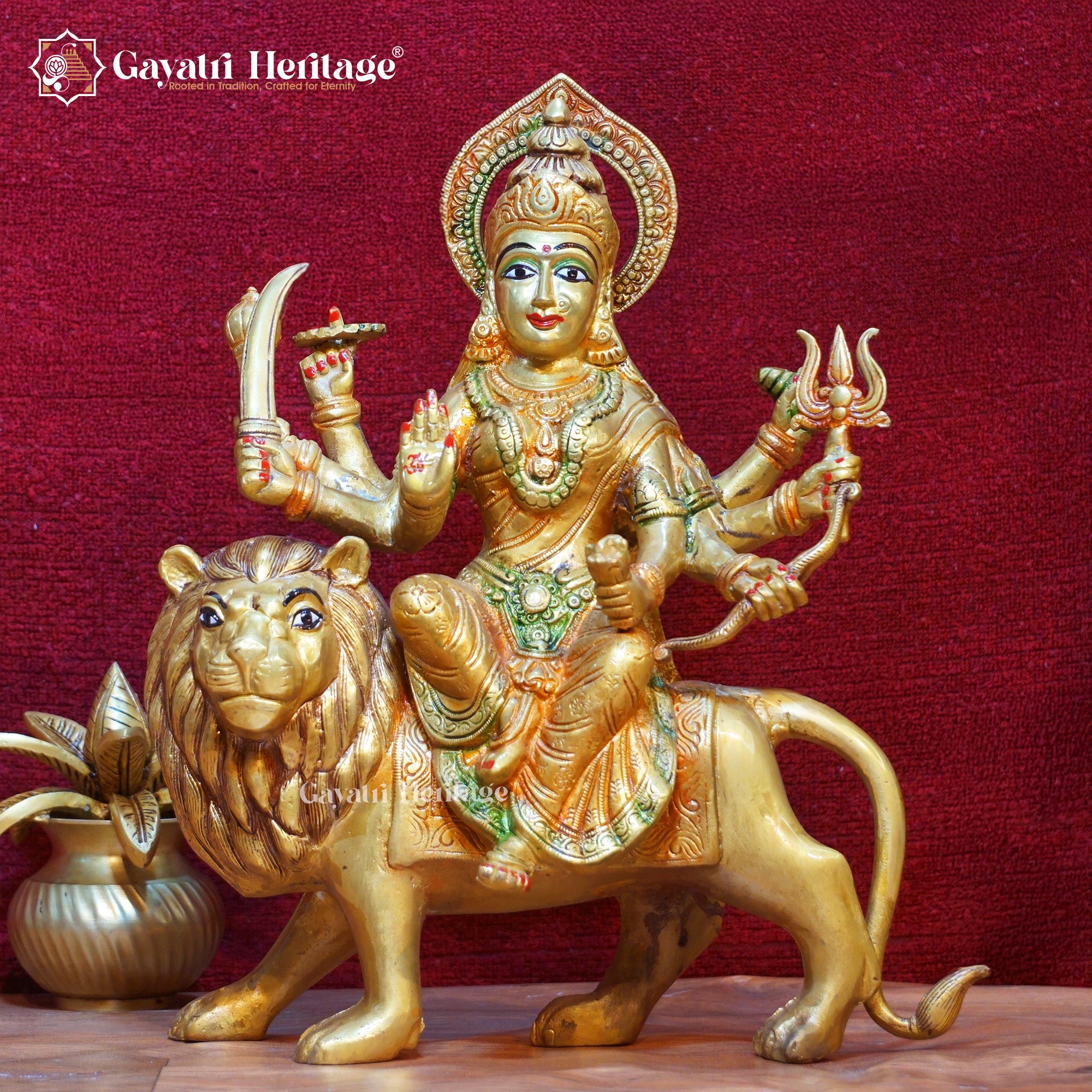 Brass Durga Mata Idol – Multicolor Divine Grace & Beauty