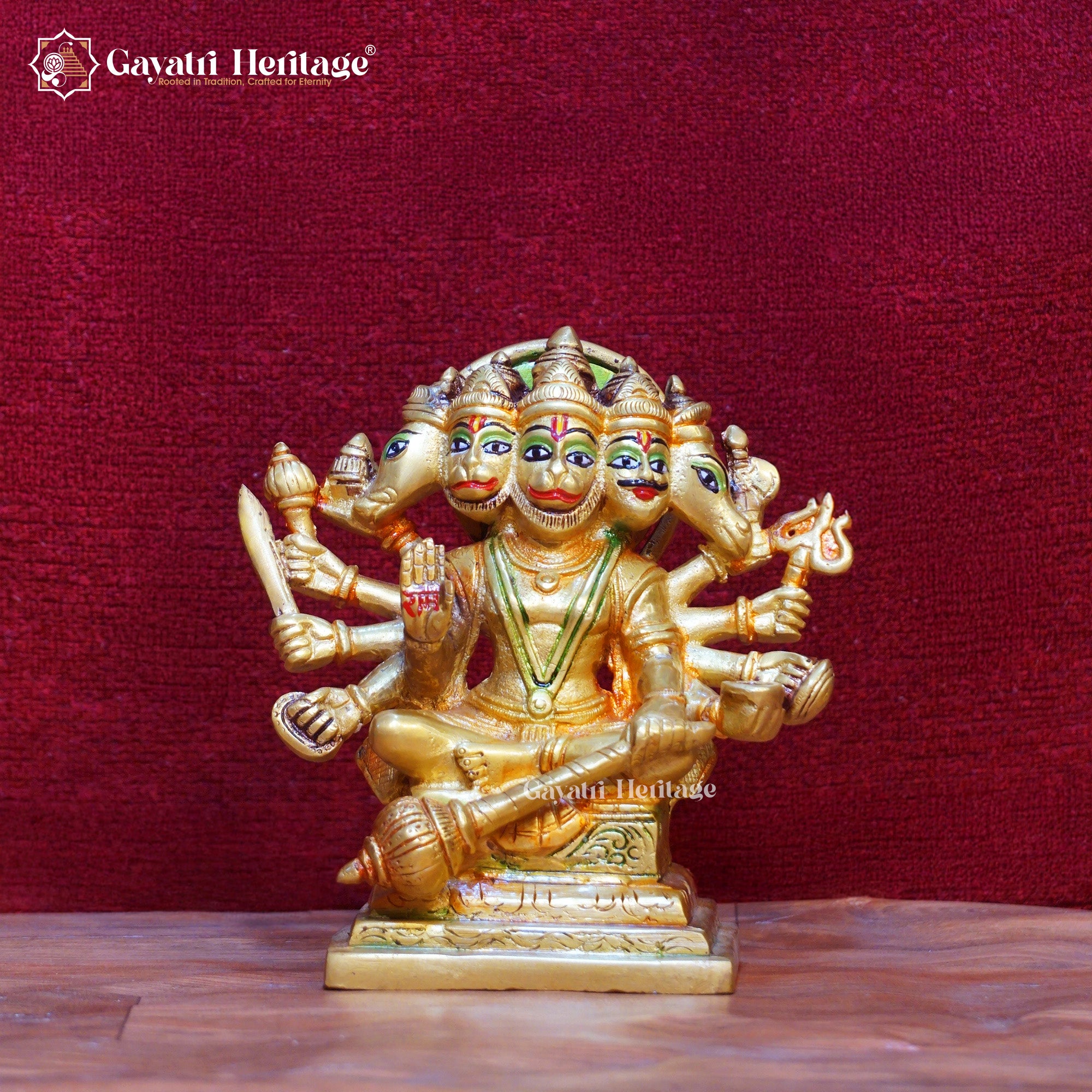 Brass Panchmukhi Hanuman – Multicolor Divine Protection