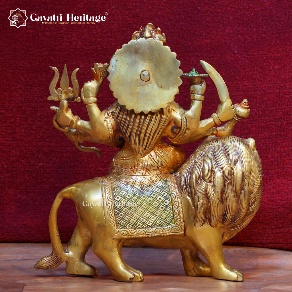 Brass Durga Mata Idol – Multicolor Divine Grace & Power