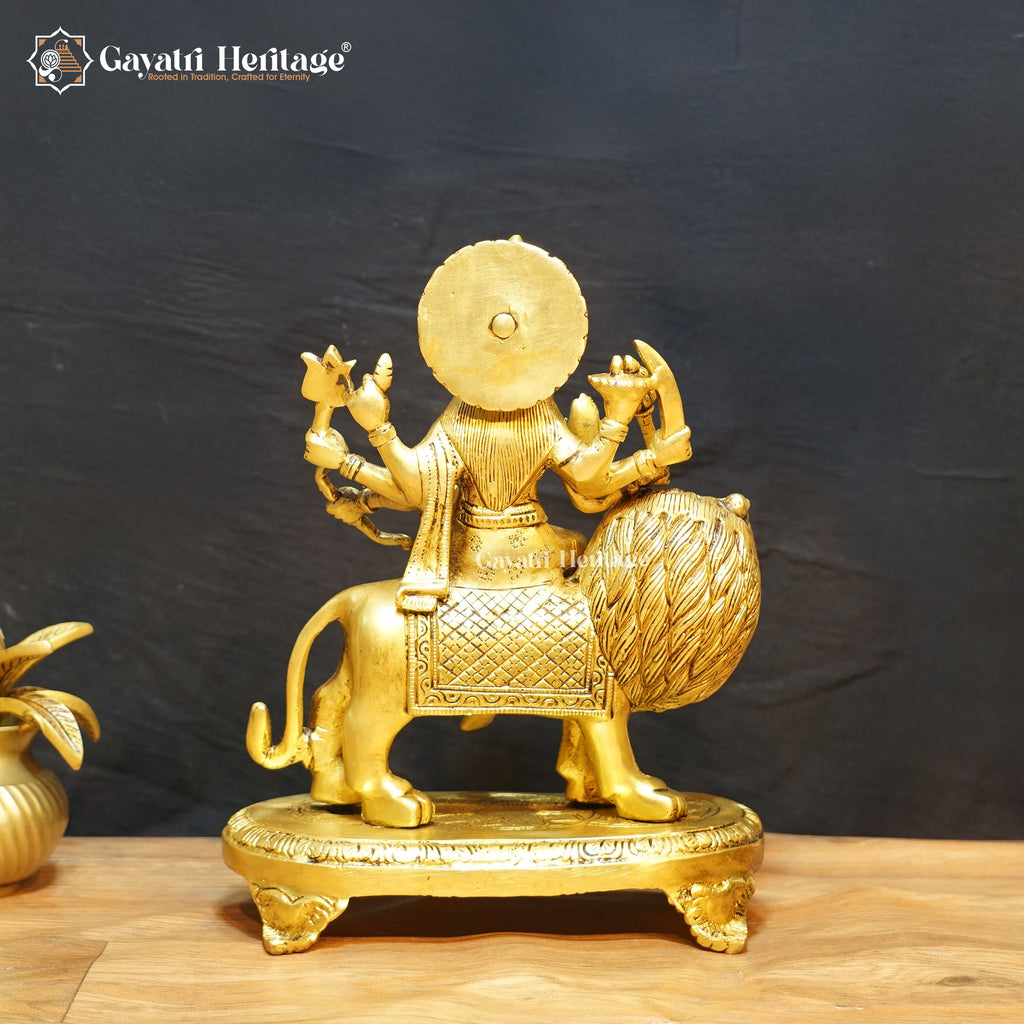 Brass Durga Mata – Antique Finish on Sturdy Base