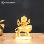 Brass Sherawali Mata – Divine Goddess Idol on Base