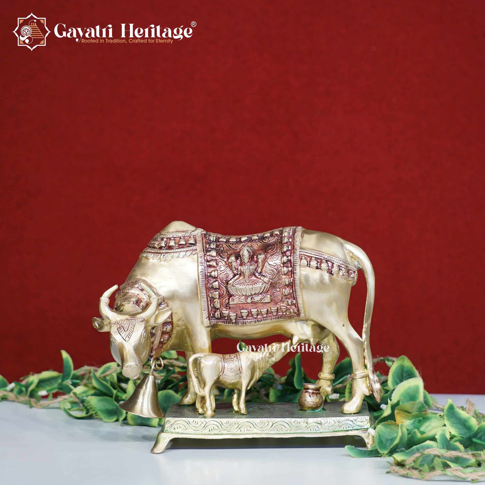 Brass Cow and Calf – Majai Finish Divine Idol | Gayatri Heritage