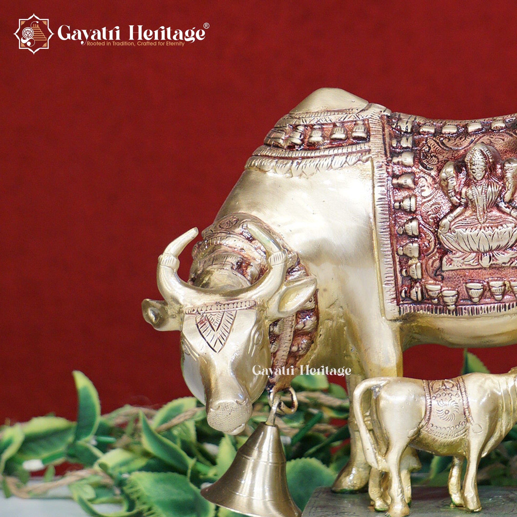 Brass Cow and Calf – Majai Finish Divine Idol | Gayatri Heritage