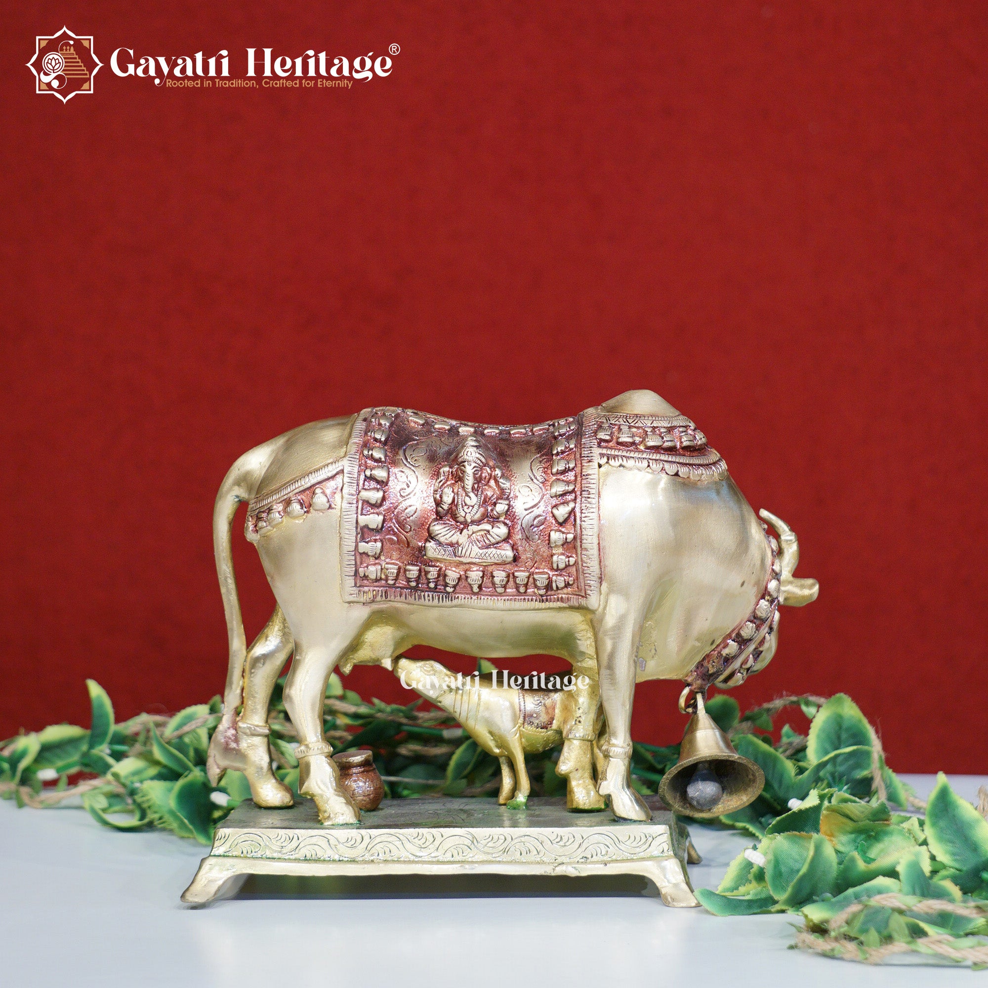 Brass Cow and Calf – Majai Finish Divine Idol | Gayatri Heritage