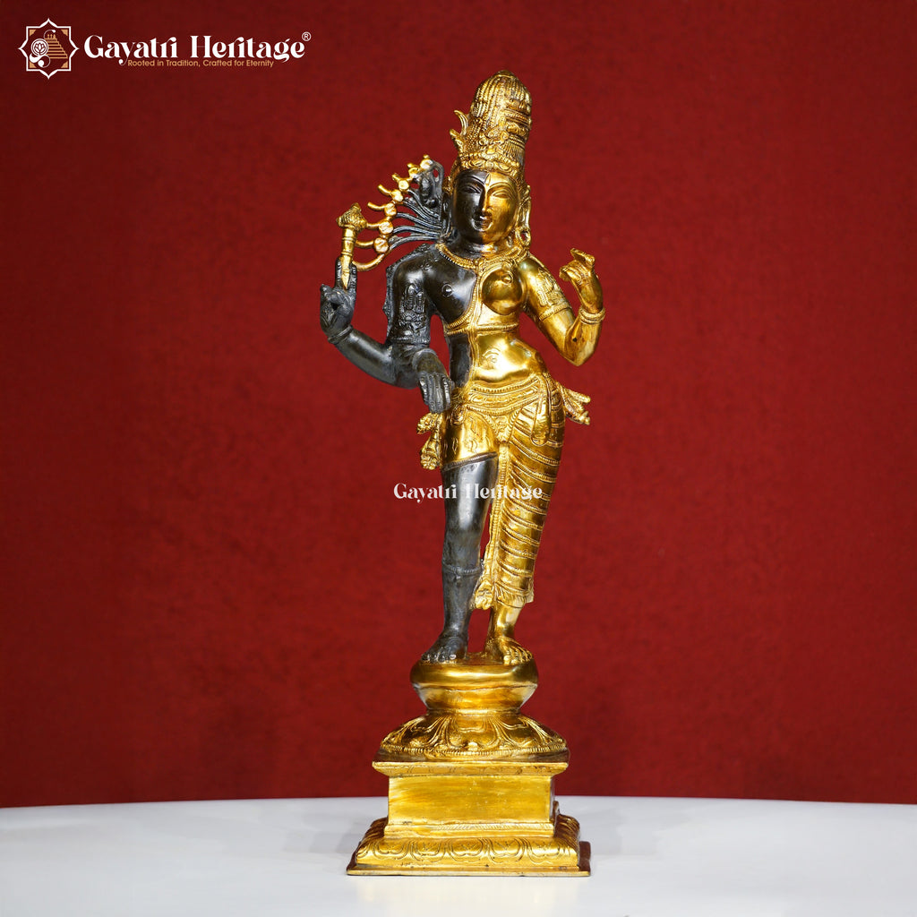 Brass Ardhanarishwara – South Indian Style Divine Idol | Gayatri Heritage