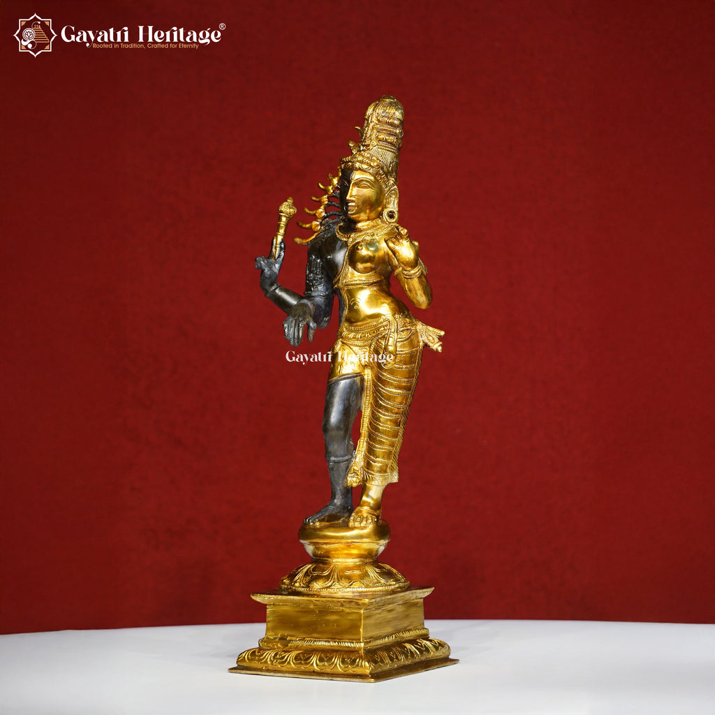 Brass Ardhanarishwara – South Indian Style Divine Idol | Gayatri Heritage