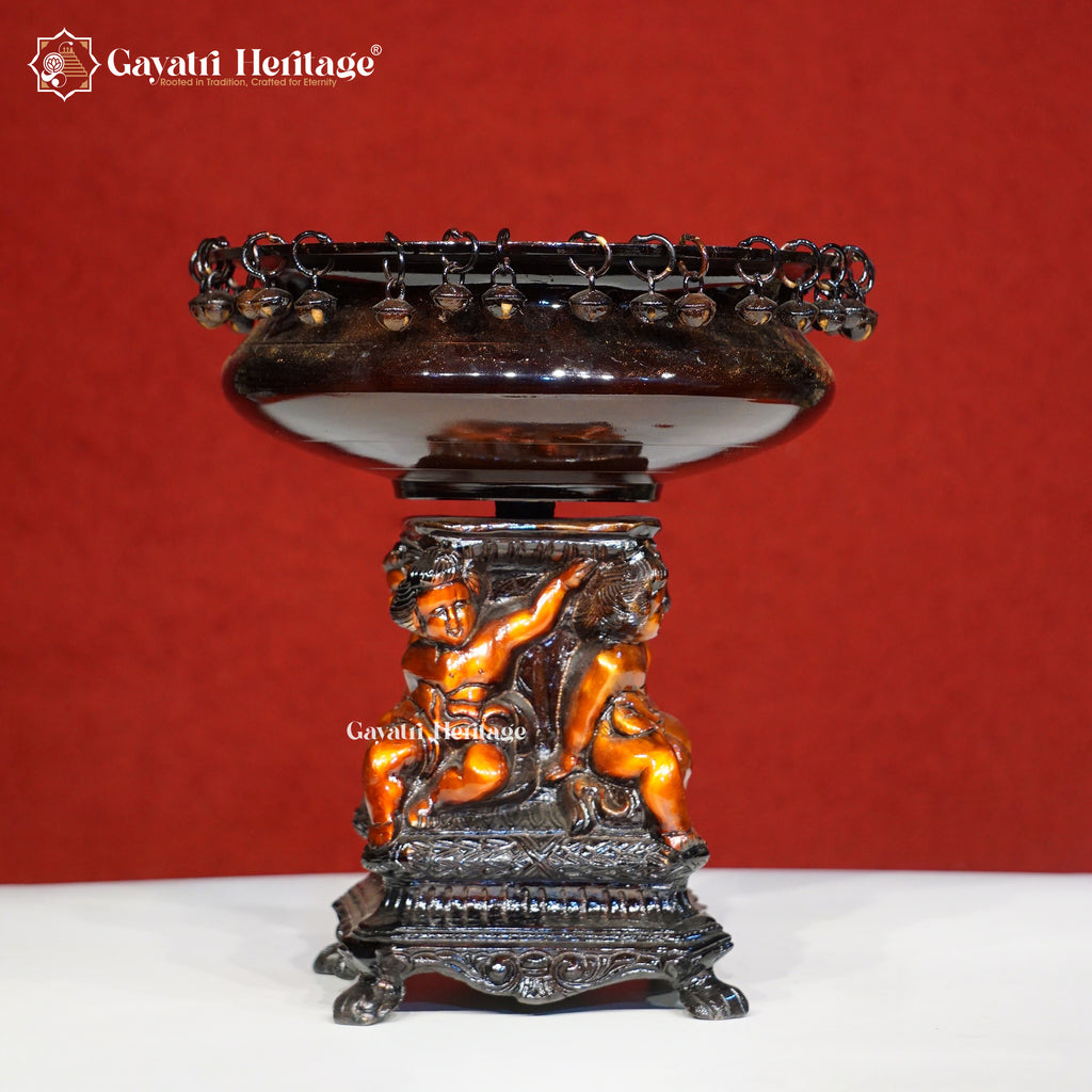 Brass French Design Urli With Stand – Elegant Home Decor Accent