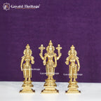 Brass Balaji with Sridevi & Bhudevi – Divine Tirupati Idol for Puja