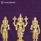 Brass Balaji with Sridevi & Bhudevi – Divine Tirupati Idol for Puja