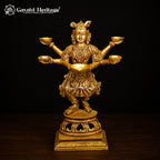 Brass Deep Lady Statue | Welcome Lady Oil Lamp with Hands | Traditional South Indian Deepam