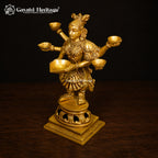Brass Deep Lady Statue | Welcome Lady Oil Lamp with Hands | Traditional South Indian Deepam