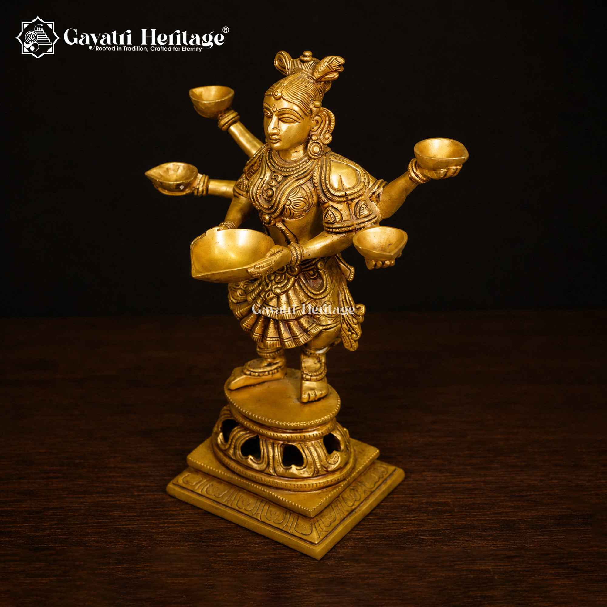 Brass Deep Lady Statue | Welcome Lady Oil Lamp with Hands | Traditional South Indian Deepam