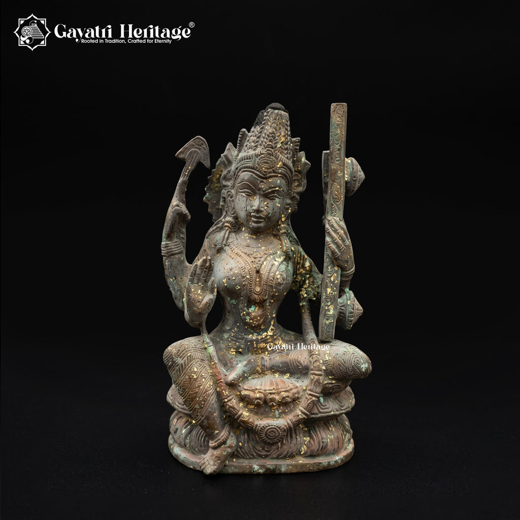 Antique Brass Mahavidya Durga Idol | Rare Handcrafted Hindu Goddess Statue | Vintage Temple Sculpture