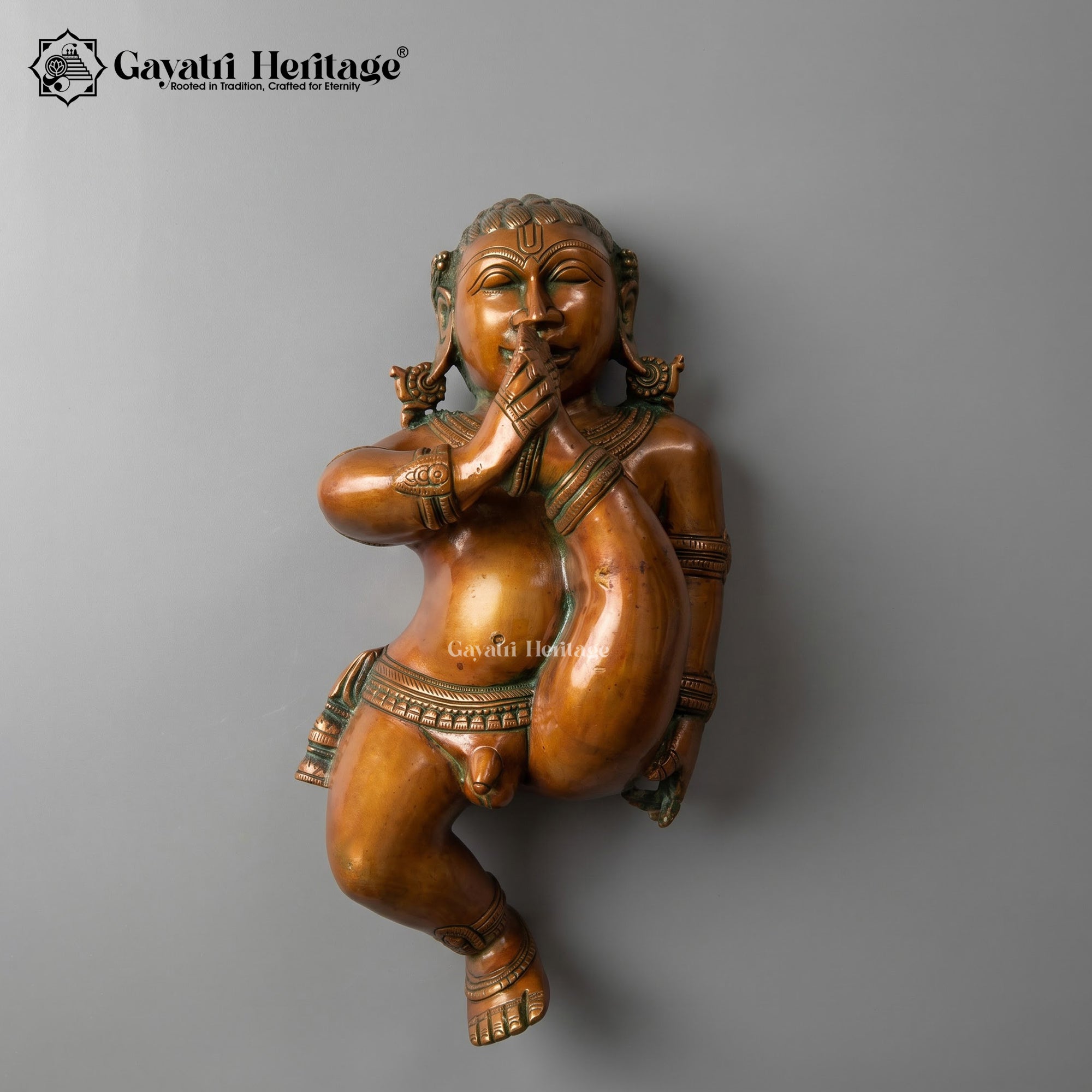 Brass Laddu Gopal Wall Hanging | Crawling Bal Krishna Sculpture