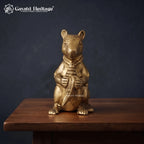 Brass Mushak with Shankh Statue | Ganesha’s Rat Vahana Conch Shell Figurine