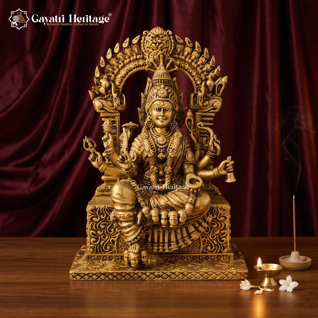 Brass Mariamman Idol | Goddess Mariamman Murti | Handcrafted Hindu Goddess Statue | South Indian Temple Pooja Decor | Spiritual Gift