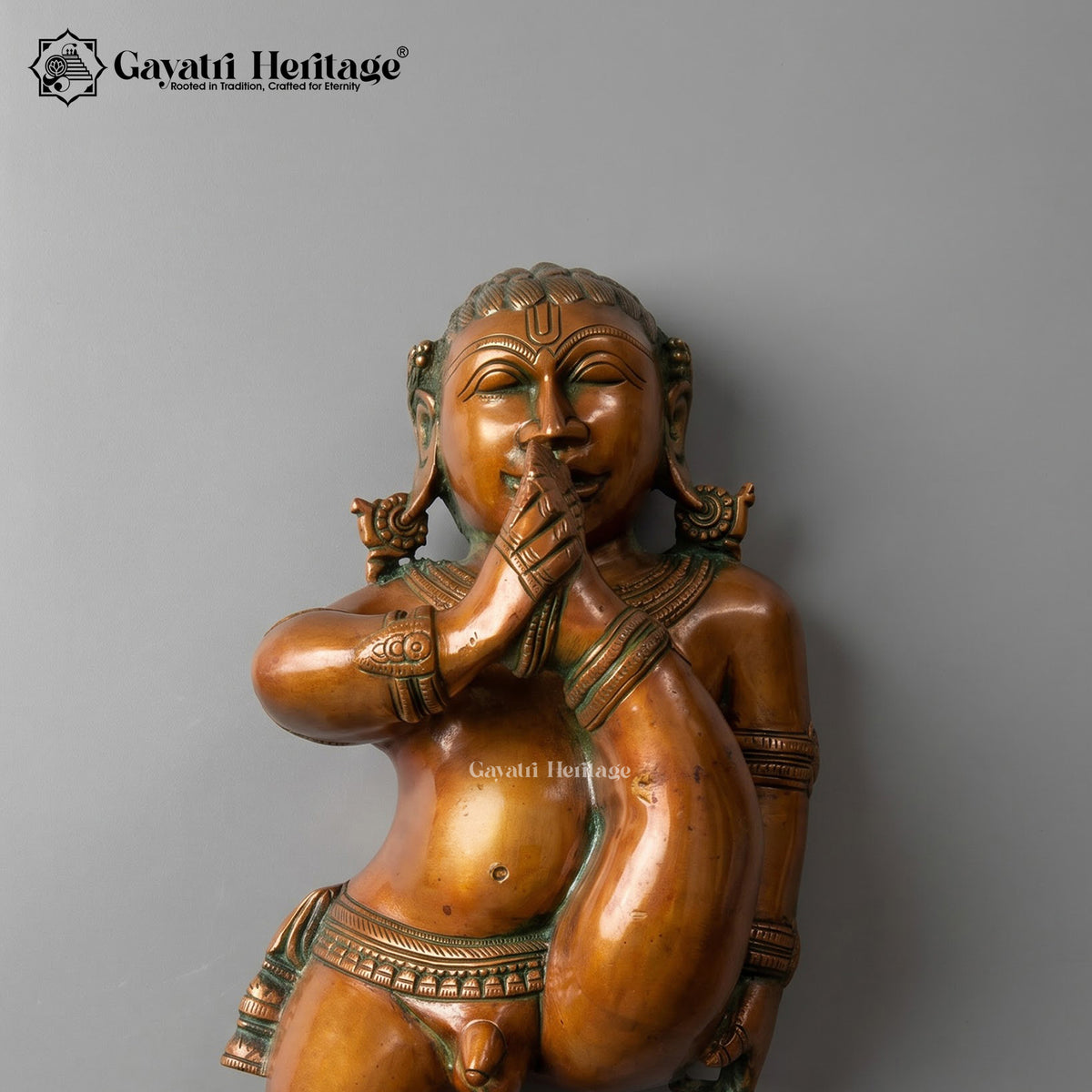 Brass Laddu Gopal Wall Hanging | Crawling Bal Krishna Sculpture
