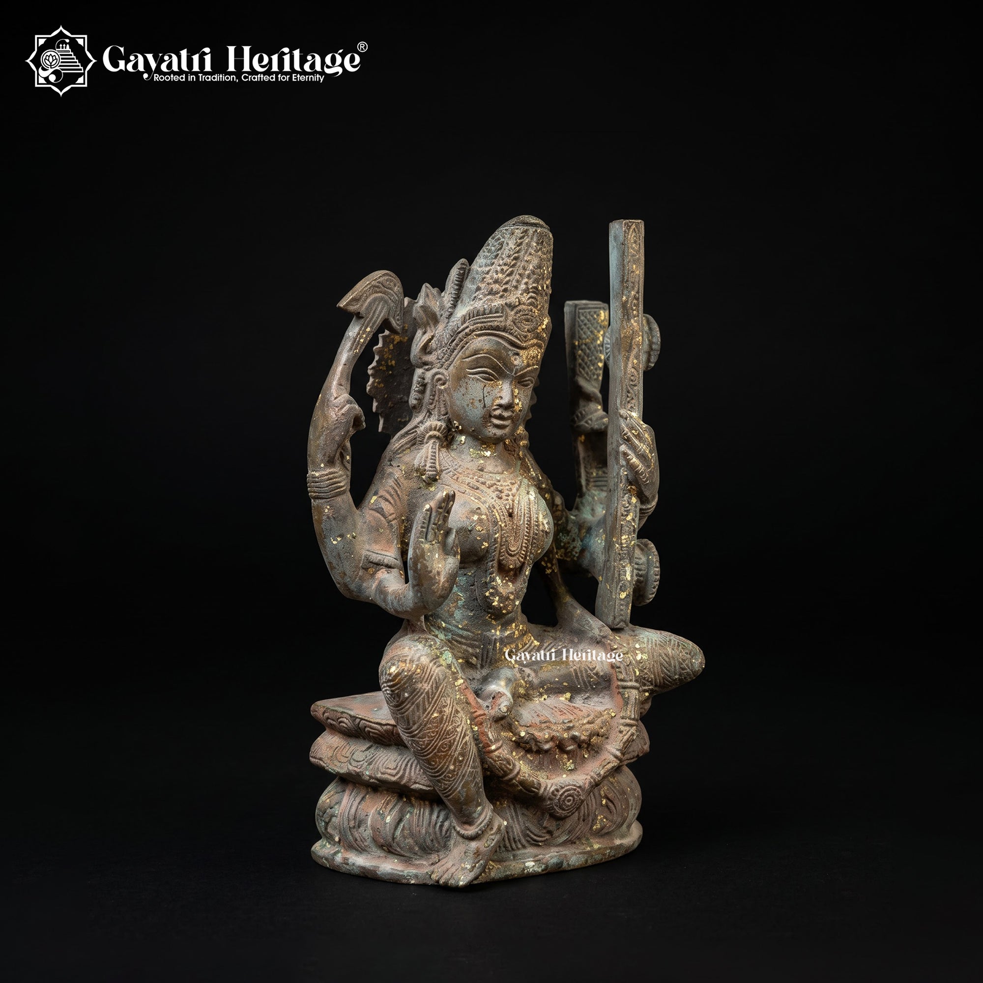 Antique Brass Mahavidya Durga Idol | Rare Handcrafted Hindu Goddess Statue | Vintage Temple Sculpture