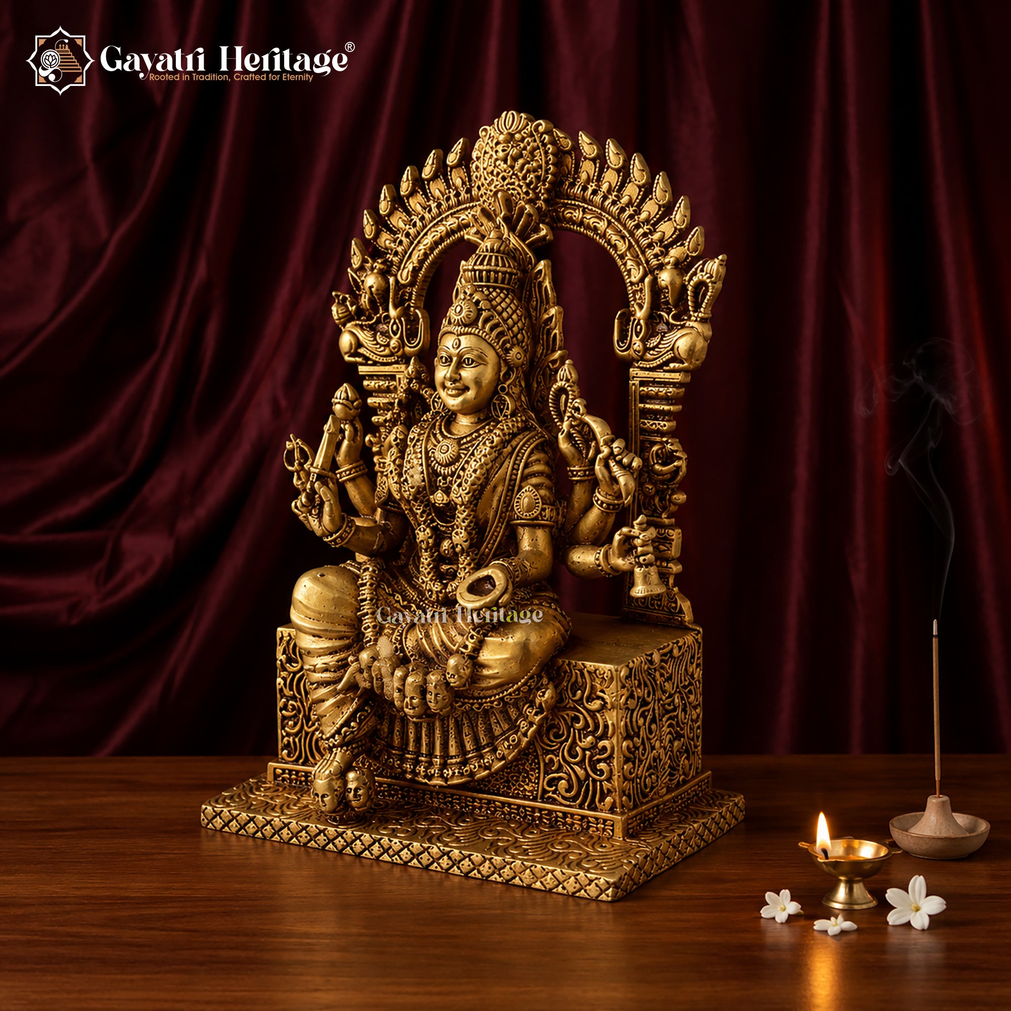 Brass Mariamman Idol | Goddess Mariamman Murti | Handcrafted Hindu Goddess Statue | South Indian Temple Pooja Decor | Spiritual Gift