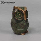 Brass Owl Statue | Antique Old Green & Gold Finish | Feng Shui Owl Figurine | Home Decor