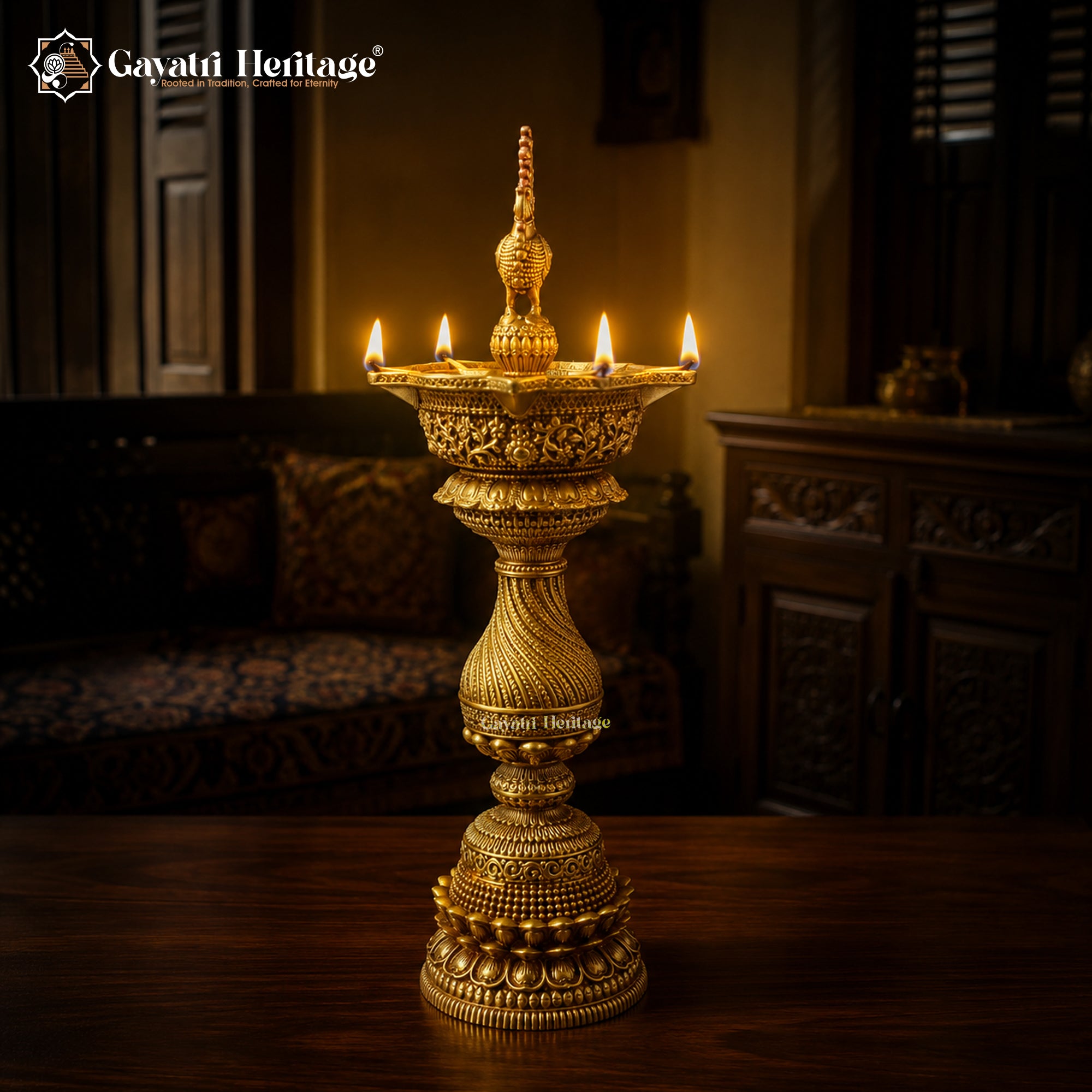 Brass Peacock Oil Lamp | Peacock Diya | Traditional Indian Oil Lamp | Pooja & Home Decor | Festive Gift