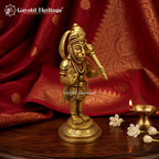 Brass Hanuman Idol | Antique Gold Bajrangbali Statue | Blessing Pose Sculpture | Handcrafted Hindu Murti | Pooja Room Decor & Gift