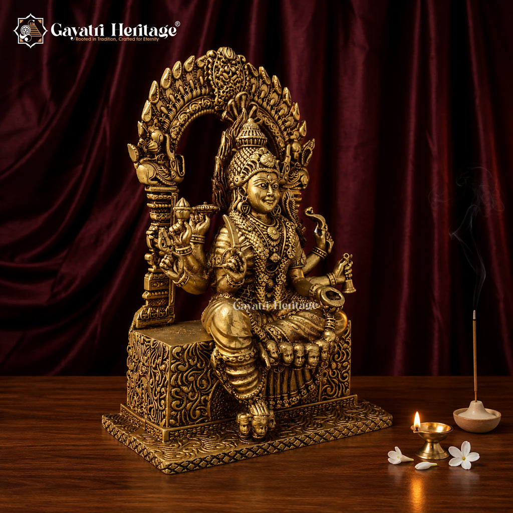 Brass Mariamman Idol | Goddess Mariamman Murti | Handcrafted Hindu Goddess Statue | South Indian Temple Pooja Decor | Spiritual Gift