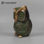 Brass Owl Statue | Antique Old Green & Gold Finish | Feng Shui Owl Figurine | Home Decor