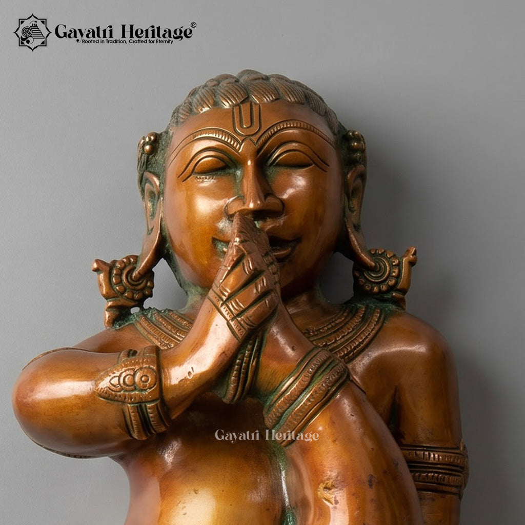 Brass Laddu Gopal Wall Hanging | Crawling Bal Krishna Sculpture