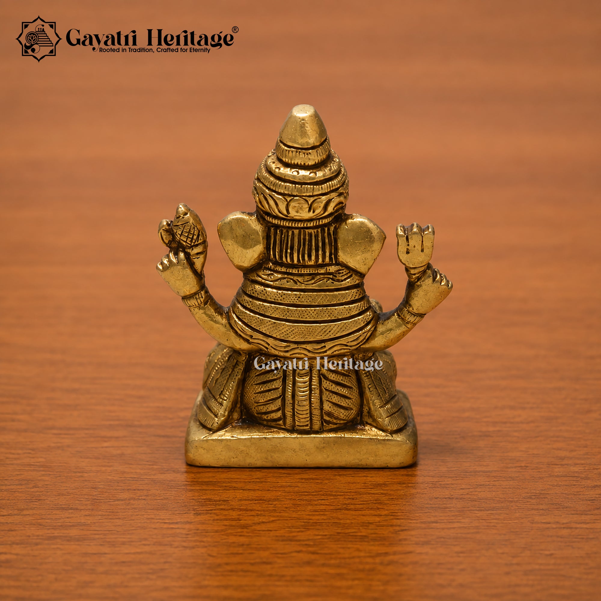 Small Brass Ganesha Idol | Antique Gold Seated Ganesh Murti | Handcrafted Car Dashboard & Home Temple Decor | Spiritual Gift