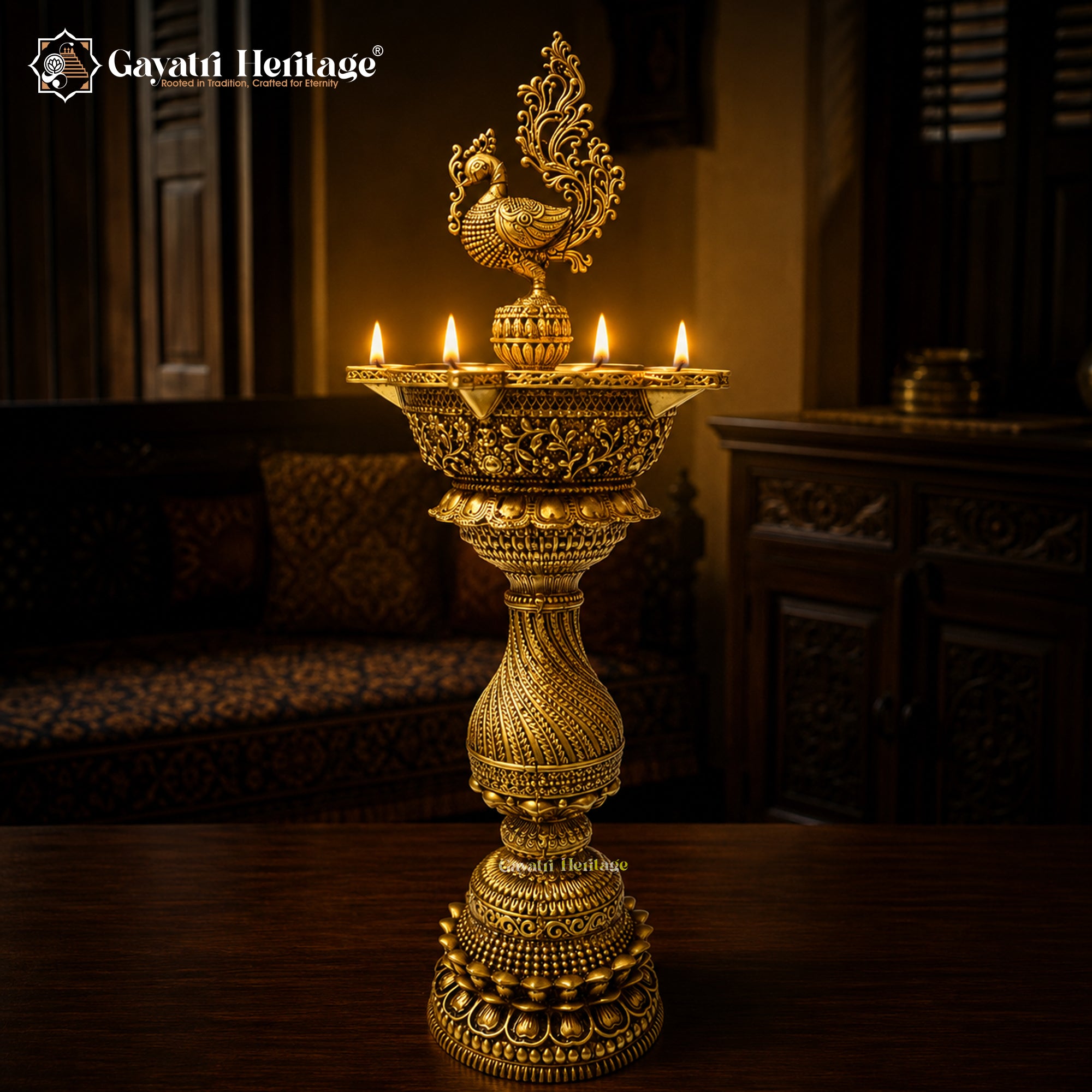 Brass Peacock Oil Lamp | Peacock Diya | Traditional Indian Oil Lamp | Pooja & Home Decor | Festive Gift
